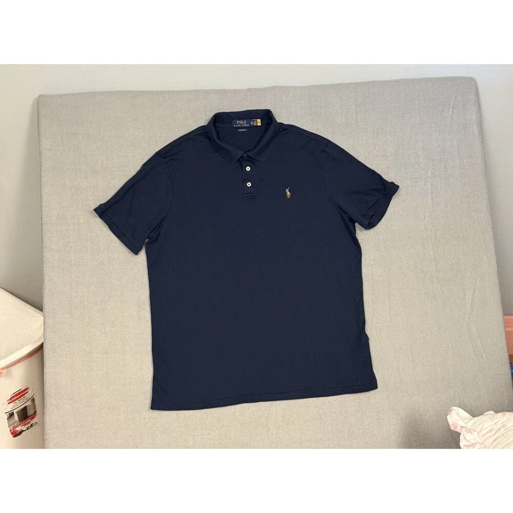 Polo Ralph Lauren Mens Polo Shirt XL Navy Blue Short Sleeve Classic Fit QR Tag